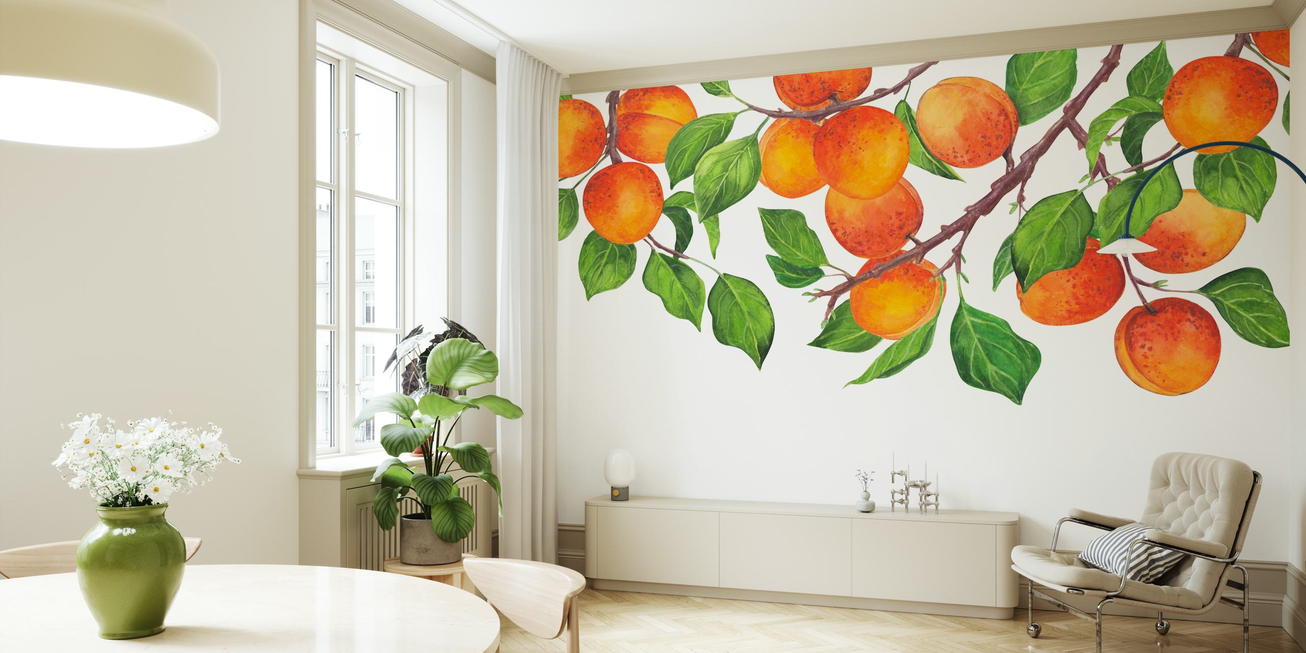 Ταπετσαρία με apricot branches and fruit